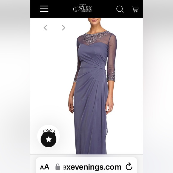 Alex Evenings,A-line,long,sweetheart illusion neckline dress.Size 6, Violet - Picture 1 of 6